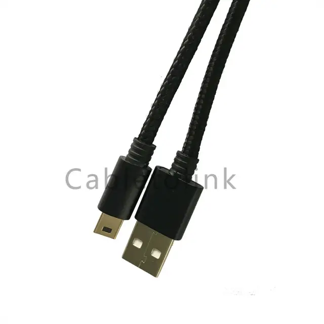 5 pin mini usb to USB 2.0 A type Male data transfer power charger cable black color