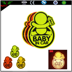 alta visibilidad logotipo personalizado impreso de forma reflexiva etiquetas engomadas del coche/bebé <span class=keywords><strong>a</strong></span> <span class=keywords><strong>bordo</strong></span> pegatina - Product Image 1