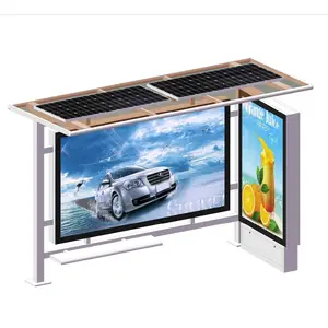 Hiện đại nhôm quảng cáo lightbox xe buýt dừng đổ với tấm pin mặt trời