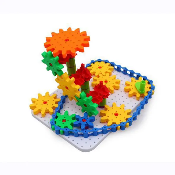 Hot sell kids bricks DIY intellectual funny plastic gears building blocks toys