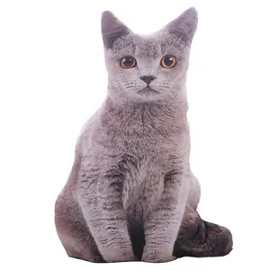 Almohada 3d con forma de gato de felpa realista, venta al por mayor - Product Image 1