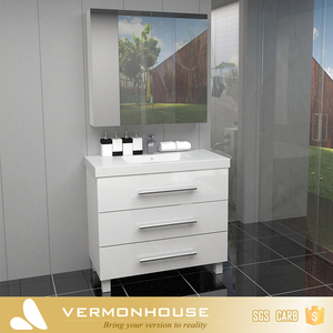 Vermont Fregadero De Resina Blanca lámpara de <span class=keywords><strong>Pie</strong></span> Moderna Tocadores de baño <span class=keywords><strong>con</strong></span> Lavabo de <span class=keywords><strong>Pie</strong></span> - Product Image 1