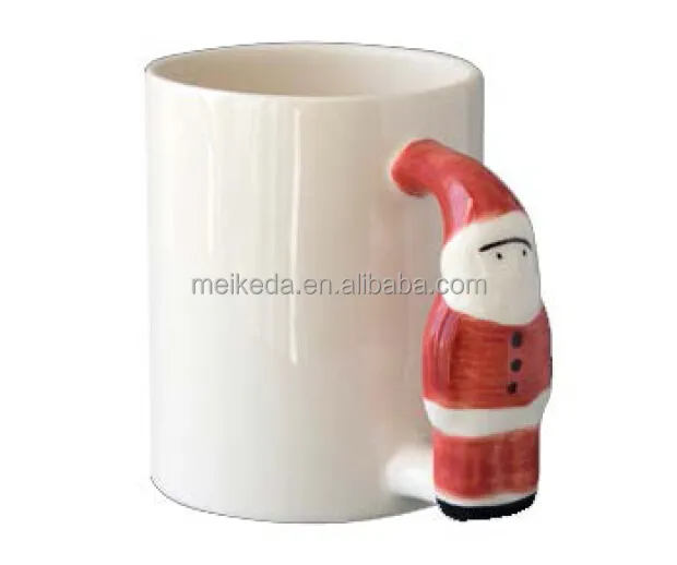 11 oz hayvan kolu 3D tasarım kişiselleştirilmiş seramik kahve kupa için süblimasyon noel baba ile kolu