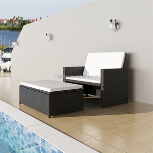 Terraza pequeña piscina de uso del espacio convertible Mueble cama sofá reclinable rattan sillas plegables - Product Image 1