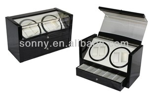 laca de color negro de alto brillo bobinadora reloj con cajón - Product Image 1
