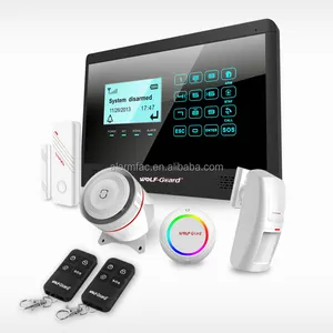 Sistem Alarm Maling Keamanan Rumah, GSM 850/900/1800/1900MHZ dengan 4 Kabel dan 10 Zona Pertahanan Nirkabel