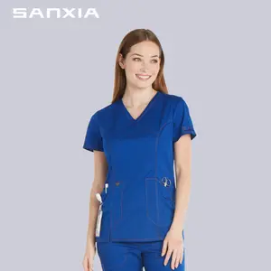 النساء المستشفى زي ممرضة الطبية فرك مجموعة الأزرق الملابس