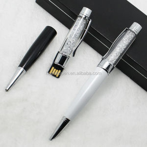 Point de boll pen avec logo personnalisé professionnel stylo de boule de cristal coloré métal capsule stylo lecteurs usb - Product Image 1