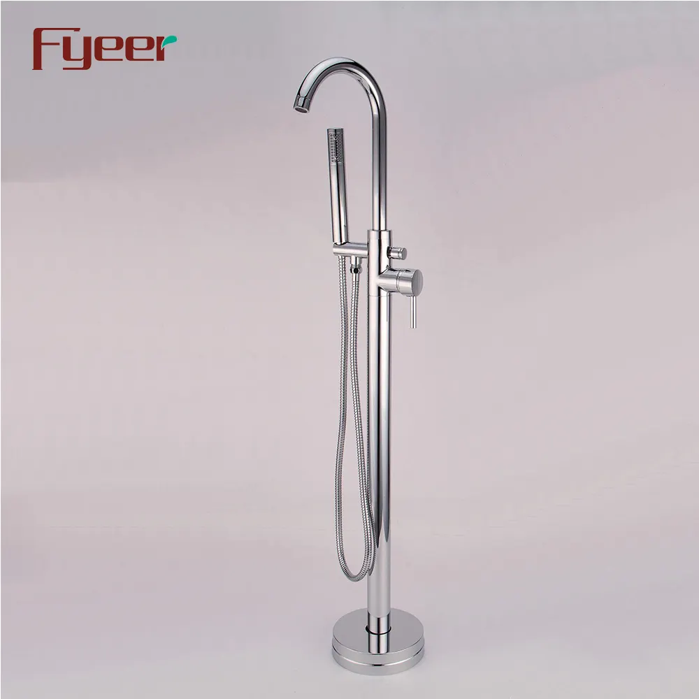 Fyeer Hot Sale Brass Floor Standing Bathtub Faucet Bath and Shower Set