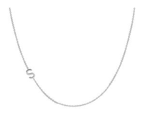 Stainless Steel Minimalistic Jewelry Personalized Bridesmaid Gifts Gold <strong>Sideways</strong> Asymmetrical <strong>Initial</strong> <strong>Necklace</strong> - Product Image 2