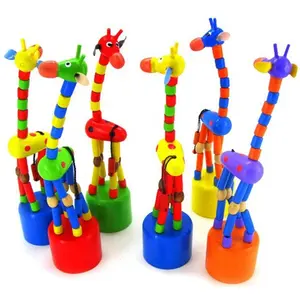 Jouets d'intelligence pour enfants, support de danse, girafe à bascule colorée, en bois, levier, pour