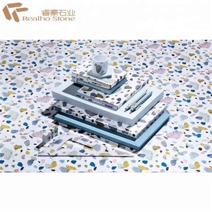 Table en <span class=keywords><strong>terrazzo</strong></span> avec dessus en verre blanc/bleu/rouge - Product Image 4