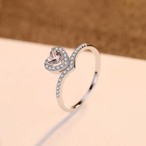 CZCITY Dell'argento Sterlina 925 Dei Monili di Colore Rosa del Cuore del Diamante di Pietra <span class=keywords><strong>Morgan</strong></span> Donne Nuziale Anello di Fidanzamento - Product Image 4