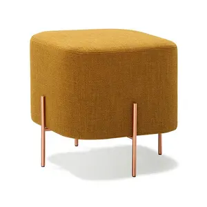 velvet fabric stainless steel tube modern Ottoman chair foot stool