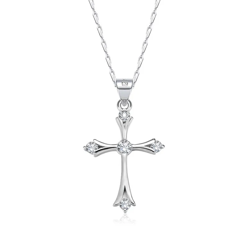 Best Sale 2018 vvs american cross artificial diamond jewelry necklace for valentin's day gift