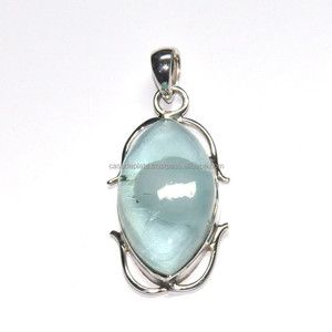 Proveedor Mayorista de Gemas de Cuarzo Azul, Plata de Ley 925, Baño de Rodio y Oro, Colgante con Engaste de Circonita Cúbica - Product Image 2