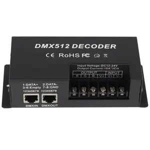 Canal 3 30A RGB DMX 512 Decodificador LEVOU Controlador DMX dimmer uso para DC12-24V RGB tira CONDUZIDA