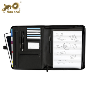 Portafolio profesional de cremallera de cuero PU A4 para archivar productos diseñados para reuniones y entrevistas exitosas - Product Image 1
