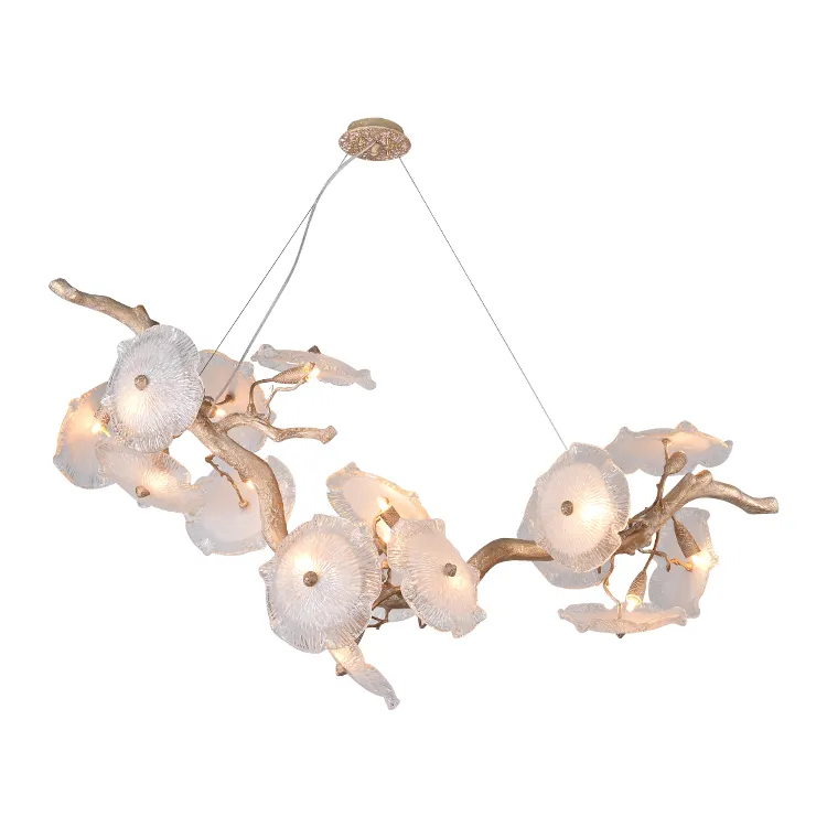 Bloemvorm koffie hal plafond opknoping verlichting koperen kroonluchter