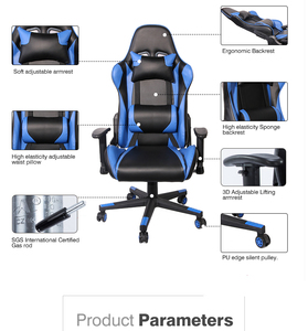 Aoda muebles mentira función Color azul respaldo alto PU Oficina silla de carreras juego - Product Image 3