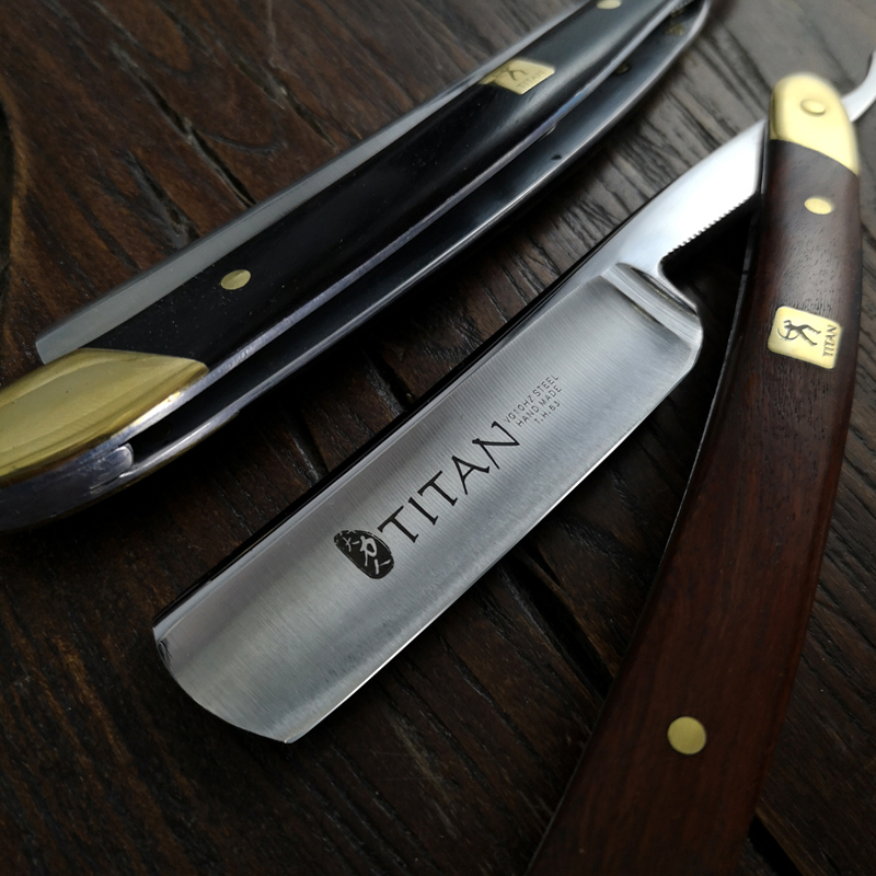 Титановая Высококачественная Мужская прямая бритва, Парикмахерская бритва с деревянной ручкой для влажного бритья, прямая бритва