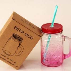 16 Oz Large Bouche Verre Coloré Tasse Mason Pot Tasses Ensemble - Product Image 1