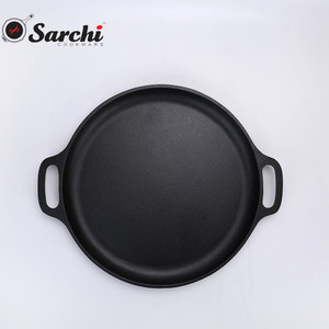 12 Inch Large Flat Bottom <strong>Pancake</strong> <strong>Pan</strong> Cast Iron Griddle Pizza <strong>Pan</strong> - Product Image 5