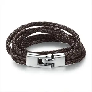 PI0288 top sellers leather jewel bulk mens brown leather cuff bracelets