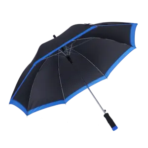 하이 퀄리티 비 교정 23 인치 자동 오픈 블랙 블루 컬러 스트레이트 사용자 정의 EVA 핸들 스틱 골프 우산
