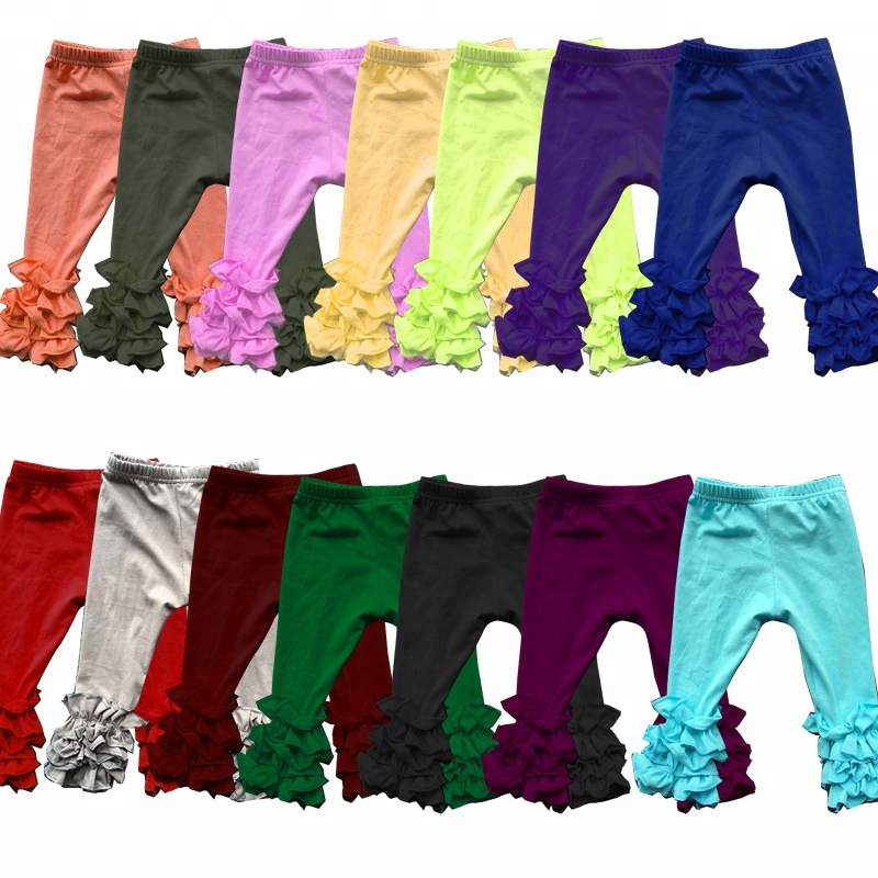 MY-034 Популярные осенние изысканные штаны с оборками Длинные штаны из 100% хлопка детские леггинсы для девочек