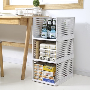 Caja de almacenamiento desmontable apilable de plástico para cocina y baño, organizador de armario, caja de almacenamiento de plástico plegable - Product Image 5