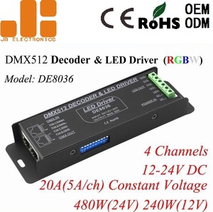 JIBANG DC12-24V 5Ax4CH RGBW Costante Tensione DMX512 Decoder DMX HA CONDOTTO il Driver DE8036 - Product Image 2