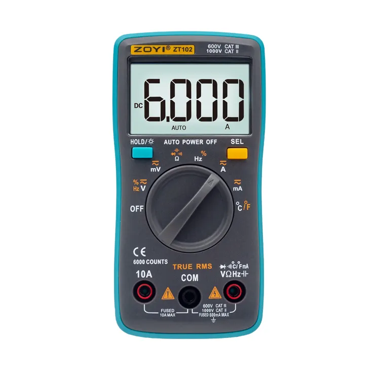 ZT102 6000 Count Auto Range Digital multimeter 550V Spannungs schutz True RMS Präzisions messung