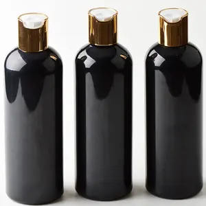 500ml siyah PET plastik boş şişe şampuanı 250ml losyon kapaklı şişe
