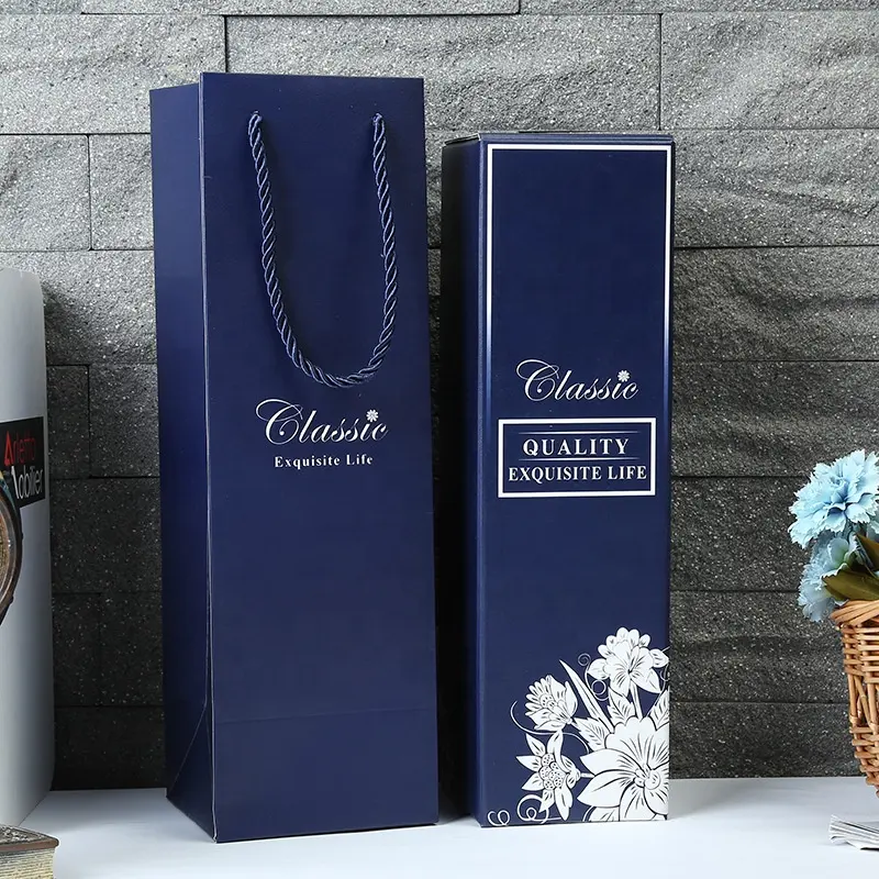Hohe Qualität Angepasst Glänzend Wein Flasche Geschenk Verpackung papier Tasche