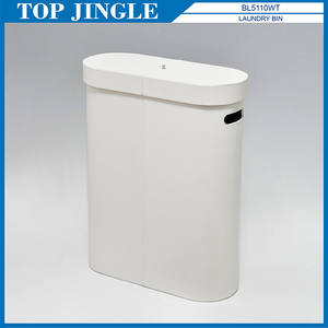 Panier simple carré en cuir synthétique PVC noir avec poignées et couvercle pour le rangement du linge sale - Product Image 2