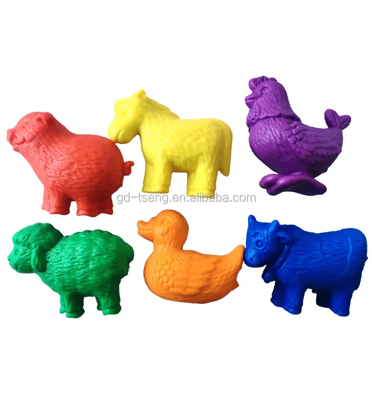 6形状6色TPR素材家禽家畜セット子供用おもちゃ