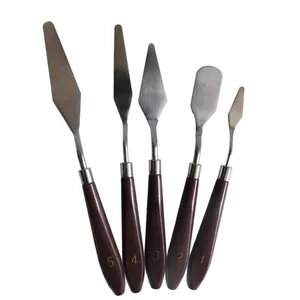 Wholesale 5Pcs Paint Scraper Set Plastic Handle Stainless Steel Artists Palette Knife Painting Spatula