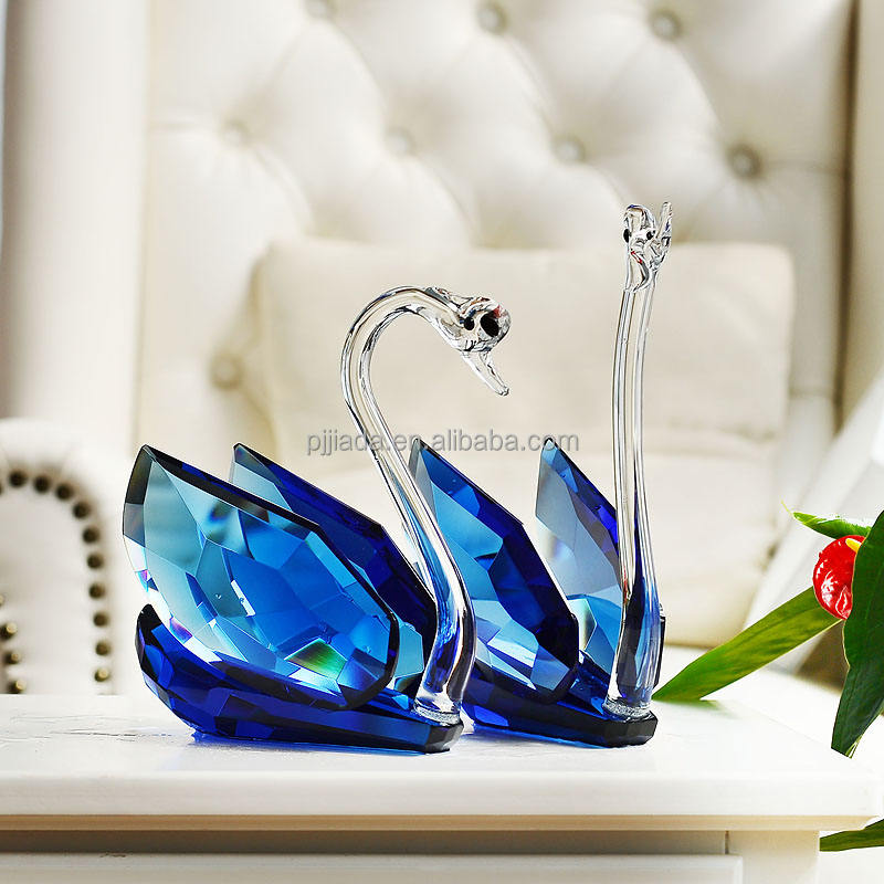 クリスタルガラス装飾白鳥置物 風水工芸品 白鳥置物 ホーム