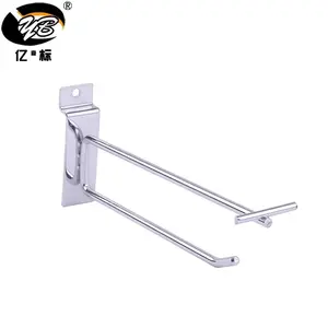 Hot Sale Iron Chrome Plating Wire rack Slatwall Double Line Display Hooks With Price Tag For Supermarket And Shop