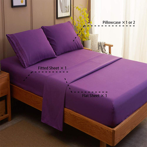 Textil hogar 200TC de 100% algodón de color sólido de la <span class=keywords><strong>Reina</strong></span> púrpura tamaño de cama - Product Image 2