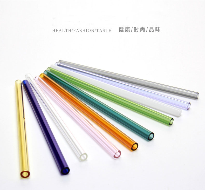 Customized color heat resistant long straight glass decorative drinking straws