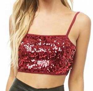 Sexy Sequin <strong>Crop</strong> <strong>Tops</strong> <strong>Red</strong> <strong>Crop</strong> <strong>Tops</strong> Wholesale Sequin Cropped Cami - Product Image 1