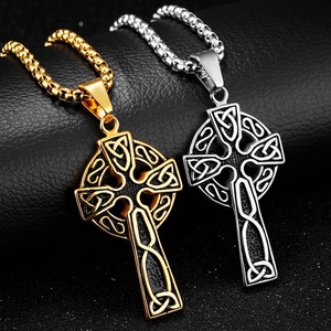 Mecylife Gothic Viking <span class=keywords><strong>Celtic</strong></span> Chéo Vòng cổ retro phong cách thép không gỉ cổ điển Chéo Mặt Dây chuyền vòng cổ cho nam giới - Product Image 2