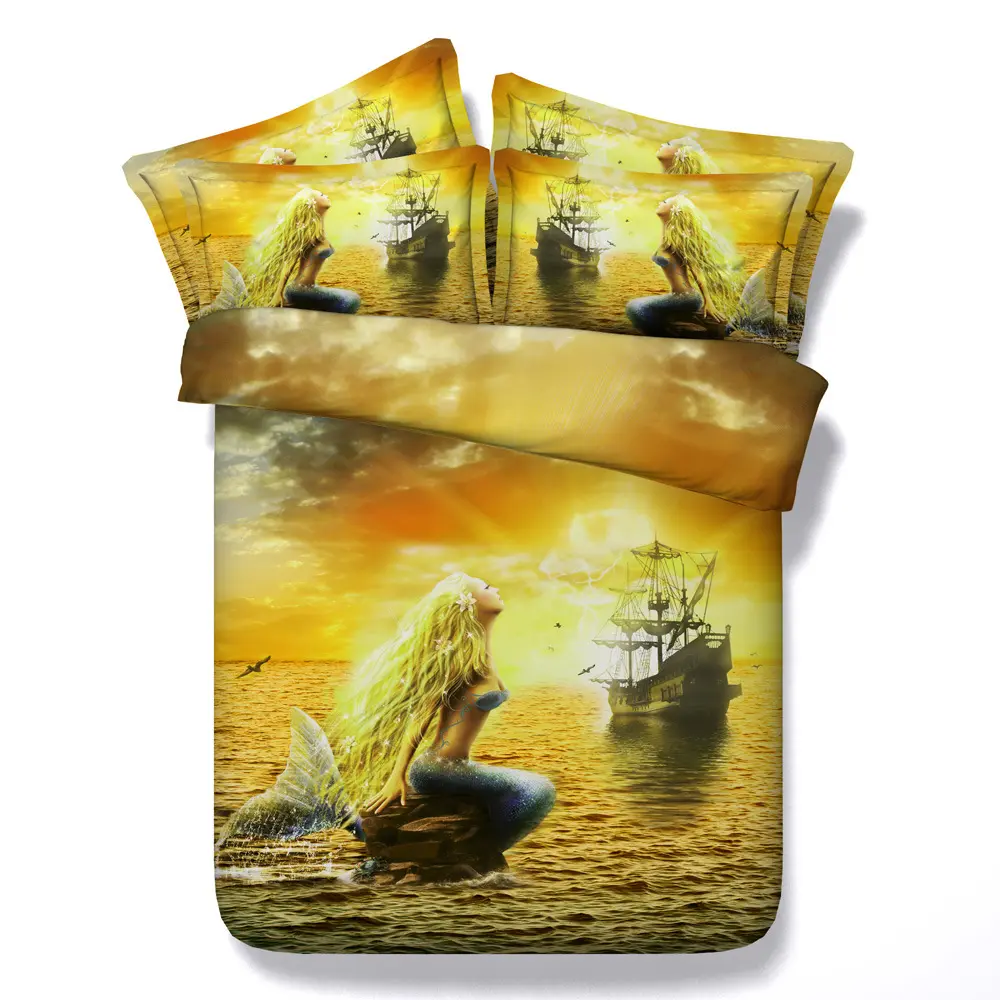 Beautiful Mermaid 3d sexy bed sets ,Home Textile High Quality Woven Wholesale cheap luxury Comforter Set / Bedding Set/bed sheet
