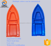 Bateau de pêche en plastique portatif, bateau en plastique à fond plat, bateau à double paroi, de 3M
