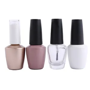 Botella de esmalte de uñas de Gel UV, vacía, negra, con tapa de plástico y cepillo, única, 15ml, venta al por mayor