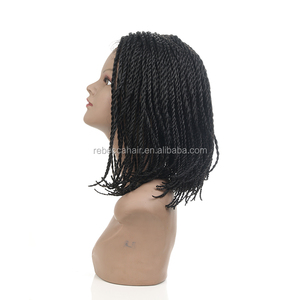 Perruques synthétiques tressées bon marché style bob africain-américain avec dentelle frontale, style sénégalais, pour femmes noires avec <span class=keywords><strong>cheveux</strong></span> de bébé - Product Image 3