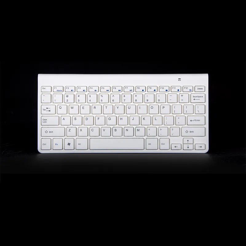 2 Area White Flat Slim Wireless Multi-media Key Scissors Silent Keyboard