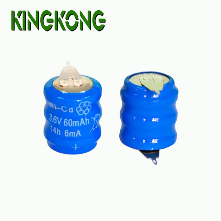 Button Type Battery 3.6V 60mAh Rechargeable Ni-Cd Button Cell Battery Pack High-grade Quality